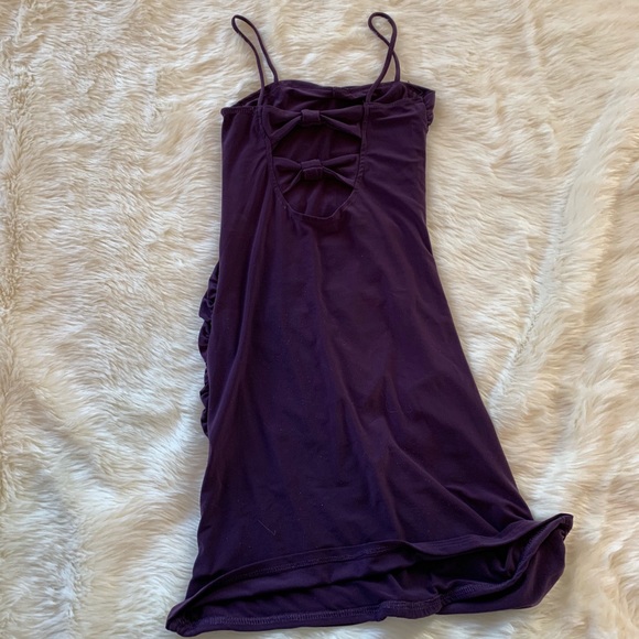 Charlotte Russe ruched dress with bow back purple - Picture 4 of 6